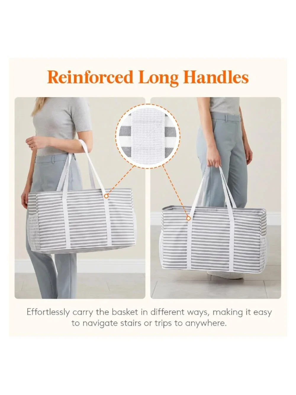 Large Foldable Reusable Grocery Tote Bag 46L Polyester Waterproof
